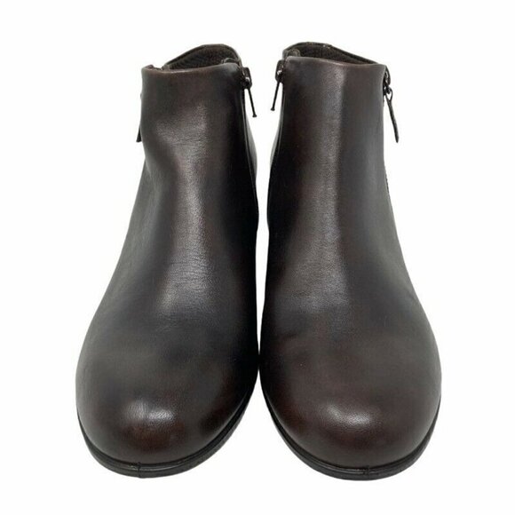 Ecco Womens Ankle Booties Brown Leather Block Heel Round Toe Side Zipper 40 / 9 - Picture 5 of 8